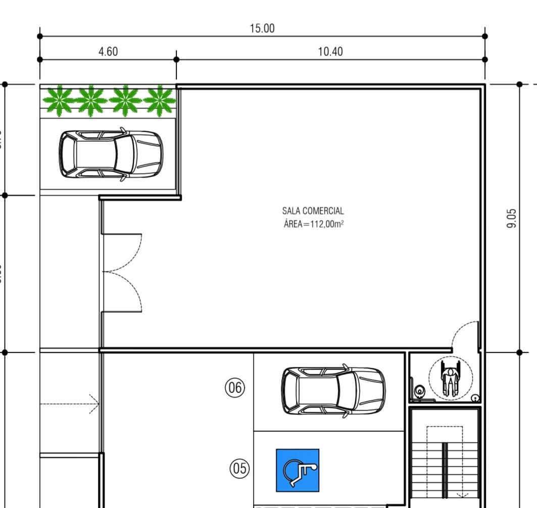 Planta Baixa - Sala Comercial Térrea 112 m²